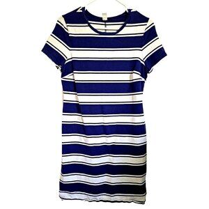 Old Navy Women's L Blue White Striped Short Sleeve T-Shirt Sheath Dress